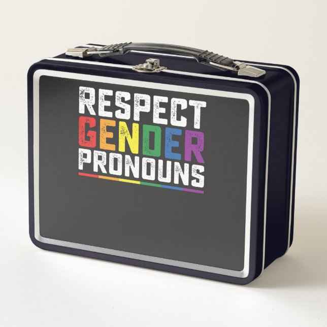 LGBT Respect Gender Pronouns Gay Lesbian Trans Metal Lunch Box (Front)