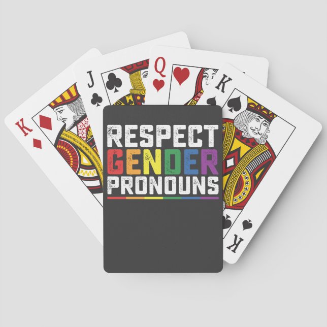 LGBT Respect Gender Pronouns Gay Lesbian Trans Playing Cards (Back)
