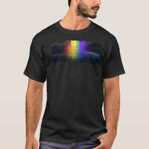 Lgbt Retro Wave Sunset  Back Print 80s 90s Rainbow T-Shirt