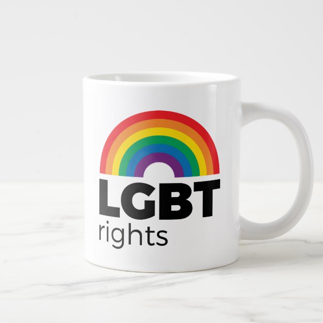 LGBT Rights Rainbow Large Coffee Mug (Right)