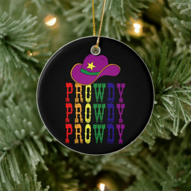 LGBT Rodeo Cowboy Cowgirl Howdy Gay Western  Ceramic Tree Decoration (Tree)