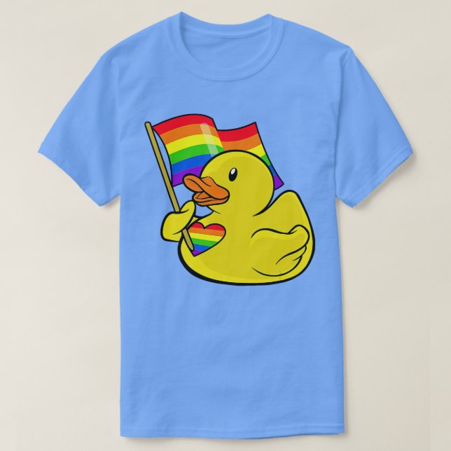 LGBT Rubber Duck Rainbow Flag Pride Month T-Shirt (Design Front)