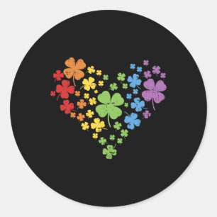 Lgbt Shamrock Heart Shirt Rainbow St Patricks Day Classic Round Sticker