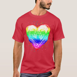 LGBT Skeleton Skull Rainbow Pride Heart T-Shirt
