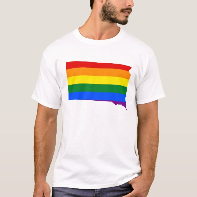 LGBT South Dakota, US state flag map T-Shirt (Front)