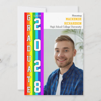 LGBT Student rainbow Pride Graduation Photo Invitation