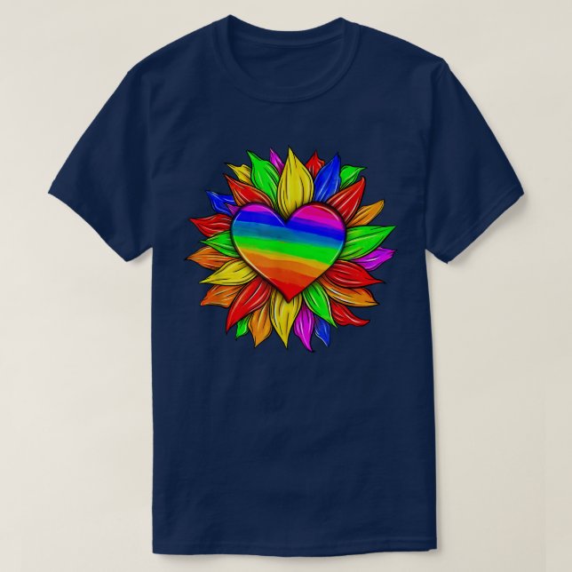 LGBT Sunflower Rainbow Flag Lesbian Biseual Gay Pr T-Shirt (Design Front)