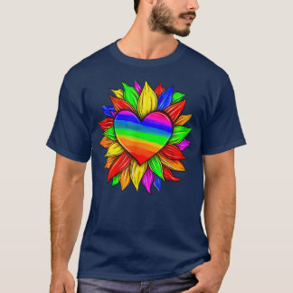 LGBT Sunflower Rainbow Flag Lesbian Biseual Gay Pr T-Shirt
