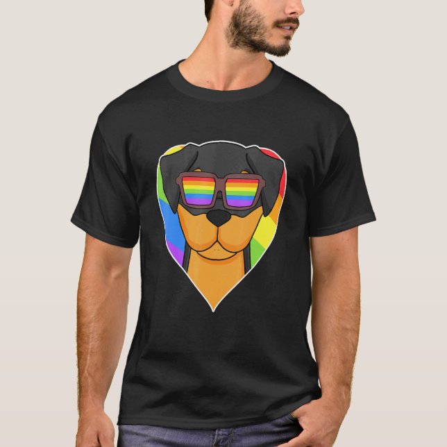 Lgbt Supporter Rottweiler Rainbow Gay Pride Lgbt H T-Shirt (Front)