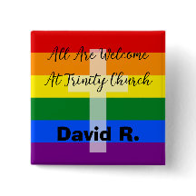 LGBT Supportive Christian button with Cross