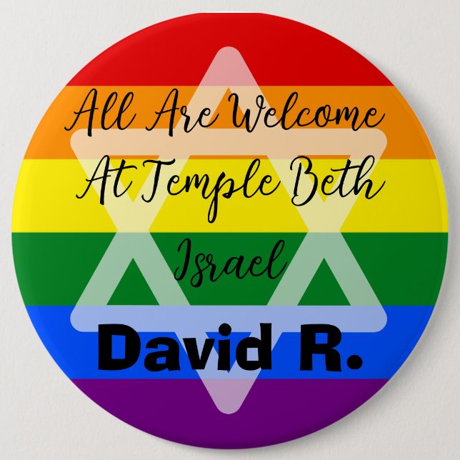 LGBT Supportive Jewish button with Star of David (Front)