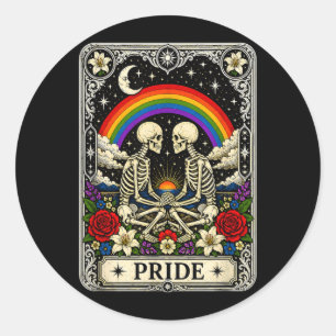 Lgbt Tarot Skeleton Gay Pride Lgbtq Equal Rights Classic Round Sticker