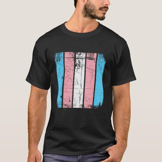 LGBT Transgender Flag Rainbow American Flag LGBTQ T-Shirt (Front)