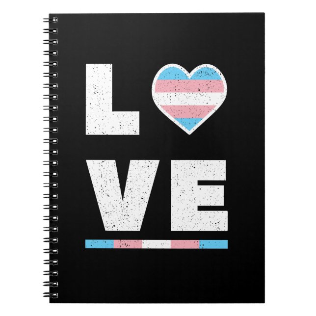 LGBT Transgender Pride Flag Distressed Grunge Love Notebook (Front)