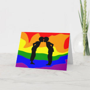 LGBT Two Men Kissing Silhouette Greeting Card