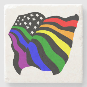 LGBT USA Flag Stone Coaster