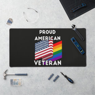 Lgbt Veterans - American Flag  Desk Mat