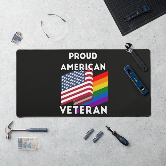 Lgbt Veterans - American Flag  Desk Mat (Workstation)