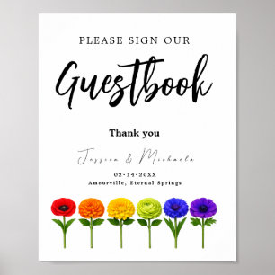 🌈 LGBT Wedding guestbook sign Flourish Together