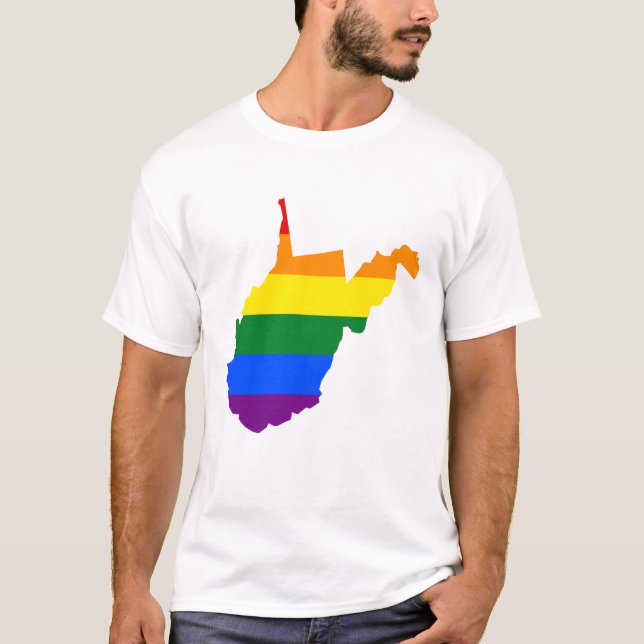 LGBT West Virginia, US state flag map T-Shirt (Front)