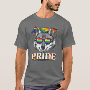 LGBT Wolf Gay Pride LGBTQ Rainbow Flag Sunglasses T-Shirt