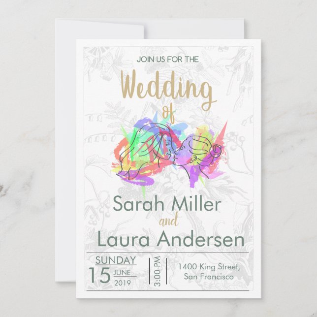 LGBT Women Wedding Invitation (Front)