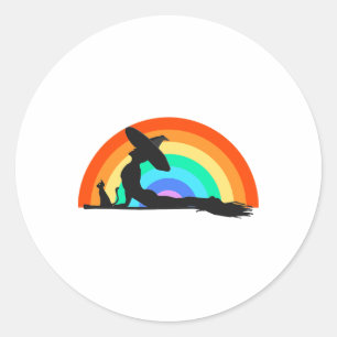 Lgbt Yoga Pride Witch Hippie Rainbow Halloween _1  Classic Round Sticker