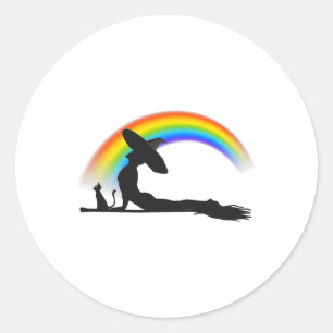 Lgbt Yoga Pride Witch Hippie Rainbow Halloween  Classic Round Sticker