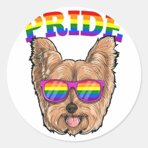 LGBT Yorkshire Terrier Yorkie Dog Gay Pride Rainbo Classic Round Sticker