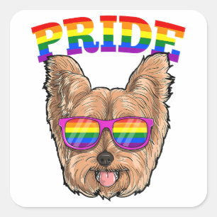 LGBT Yorkshire Terrier Yorkie Dog Gay Pride Rainbo Square Sticker