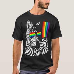 LGBT Zebra Gay Pride LGBTQ Rainbow Flag Sunglasses T-Shirt
