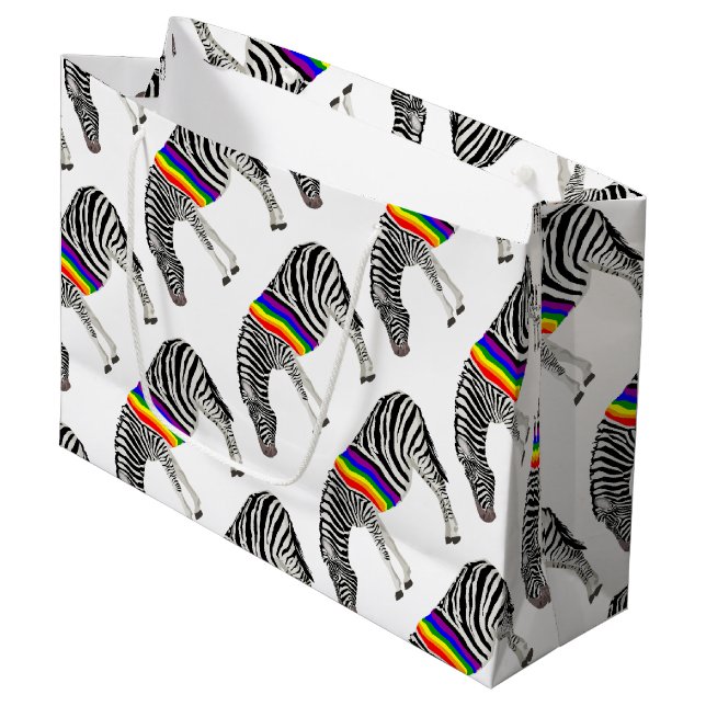 LGBT Zebra Large Gift Bag (Front Angled)