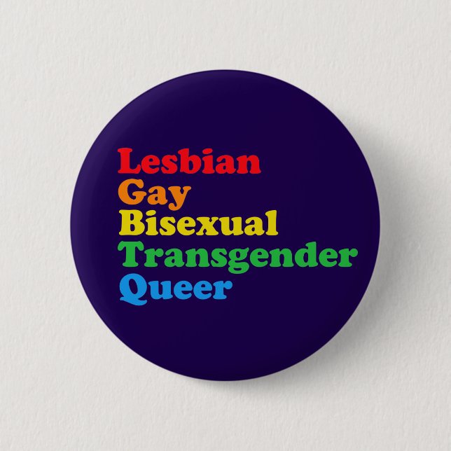 LGBTQ Acronym Rainbow Gay Pride Purple 6 Cm Round Badge (Front)