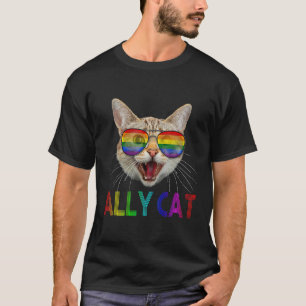 Lgbtq Ally Cat Gay Pride Rainbow Flag Cat Kitten T-Shirt