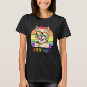Lgbtq Ally Cat Rainbow Gay Pride Flag Lgbt 13 T-Shirt