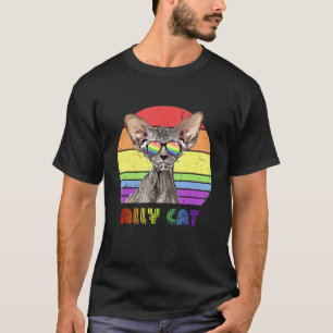 Lgbtq Ally Cat Rainbow Gay Pride Flag Lgbt 14 T-Shirt