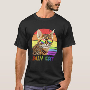 Lgbtq Ally Cat Rainbow Gay Pride Flag Lgbt 15 T-Shirt