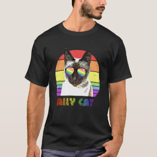 Lgbtq Ally Cat Rainbow Gay Pride Flag Lgbt 17 T-Shirt