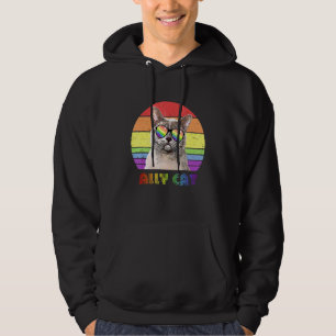 Lgbtq Ally Cat Rainbow Gay Pride Flag Lgbt 26 Hoodie