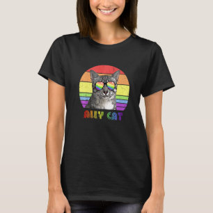 Lgbtq Ally Cat Rainbow Gay Pride Flag Lgbt 26 T-Shirt