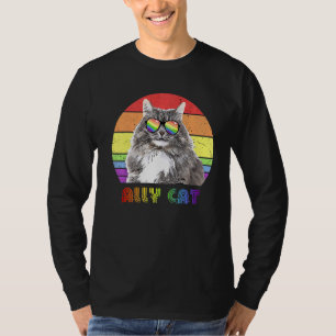 Lgbtq Ally Cat Rainbow Gay Pride Flag Lgbt 2 T-Shirt