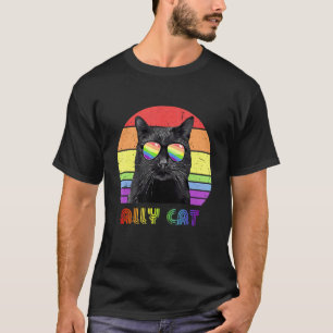 Lgbtq Ally Cat Rainbow Gay Pride Flag Lgbt 32 T-Shirt
