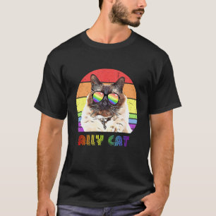 Lgbtq Ally Cat Rainbow Gay Pride Flag Lgbt 39 T-Shirt