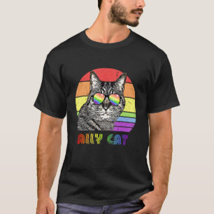 Lgbtq Ally Cat Rainbow Gay Pride Flag Lgbt 40 T-Shirt