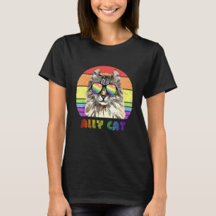 Lgbtq Ally Cat Rainbow Gay Pride Flag Lgbt 42 T-Shirt
