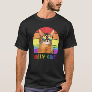 Lgbtq Ally Cat Rainbow Gay Pride Flag Lgbt  9 T-Shirt