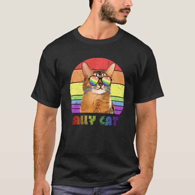 Lgbtq Ally Cat Rainbow Gay Pride Flag Lgbt  9 T-Shirt (Front)