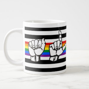 LGBTQ+ Ally Pride American Sign Language Large Coffee Mug