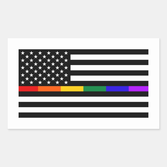 LGBTQ American Flag Rectangular Sticker (Front)