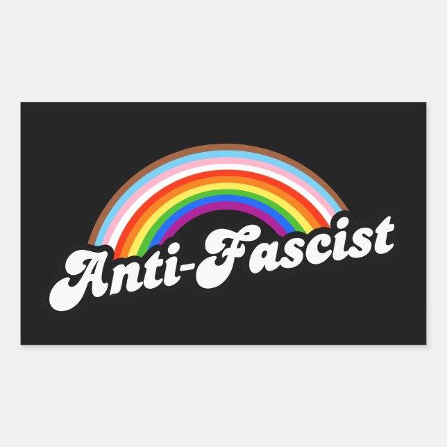LGBTQ+ Anti-Fascist Rectangular Sticker (Front)